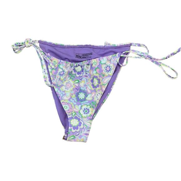 Adore Me Purple Floral Paisley String Bikini Bottom Womens M Swim Beach Vacation - Picture 2 of 10